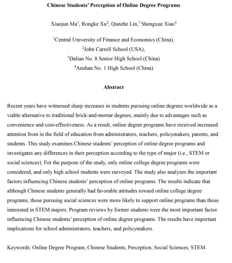2017 MSP online college degree perception of chinese students B